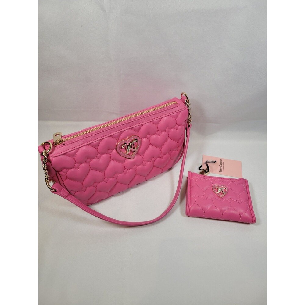 Juicy Couture Flawless Purse & Wallet Set Heart Quilted Pink Coquette Love Cute